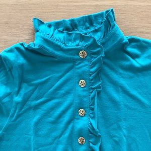 Tory Burch short sleeve ruffled polo